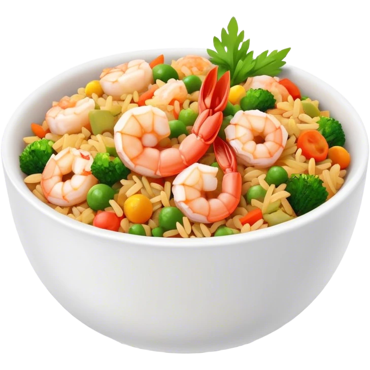 Spicy shrimp fried rice in a bowl emoji