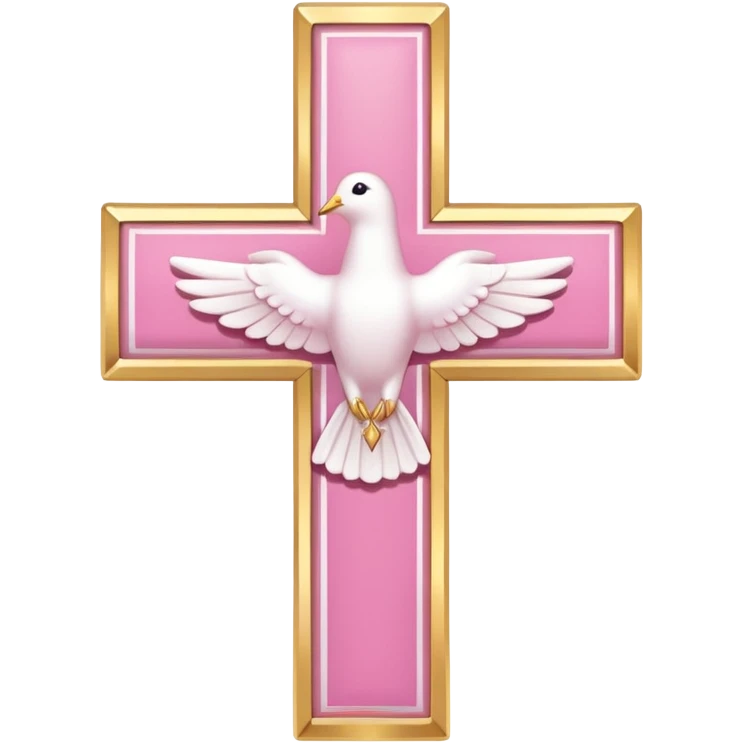 Pink and white simple holy cross with a dove  emoji