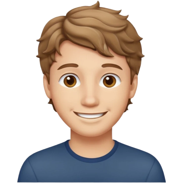 Rapaz jovem com cabelo castanho claro ondulado e curto emoji