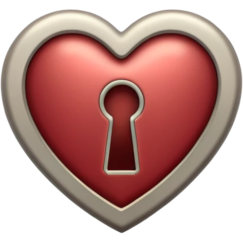 vintage heart with a small keyhole, muted red emoji