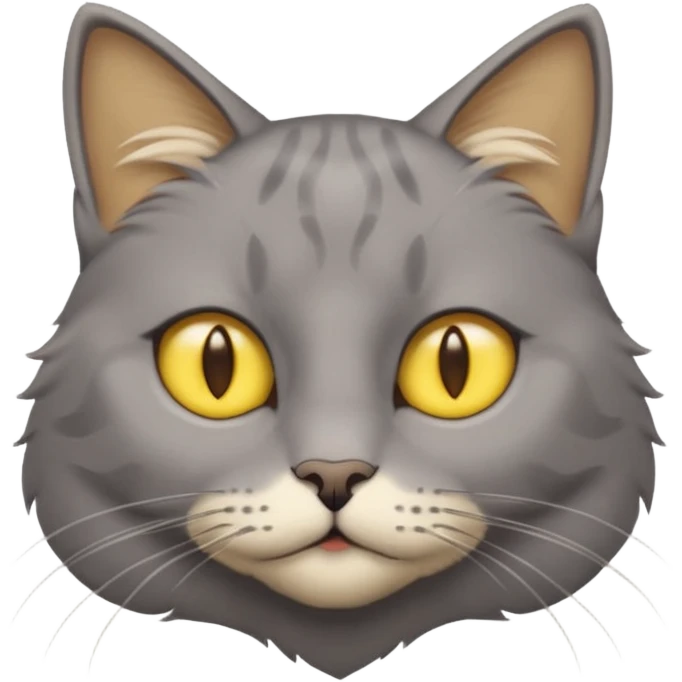 A gray cat with yellow eyes named max he is very cute and  he is a boy add text saying I made Maw an emoji emoji