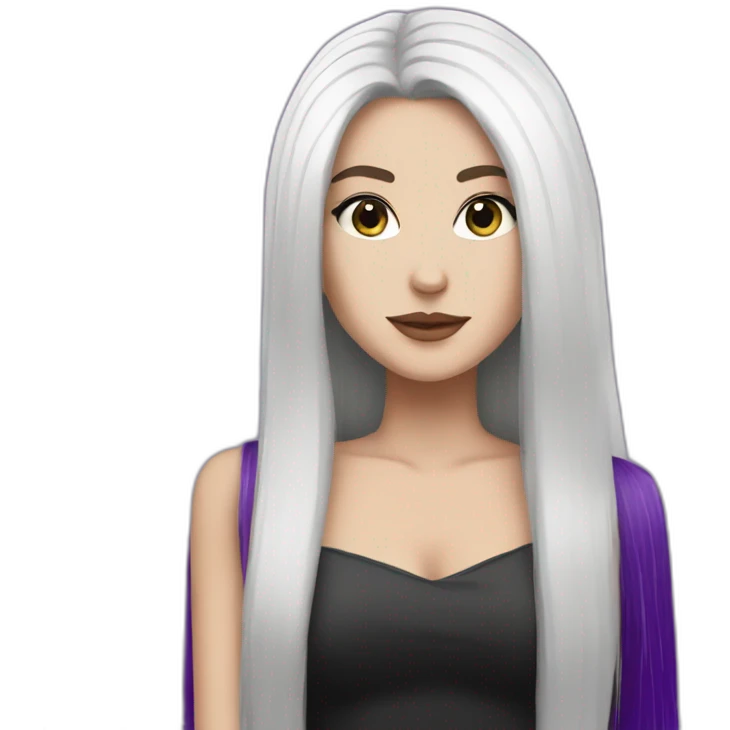 White girl with long straight black hair and purple streak hair Raven Queen emoji