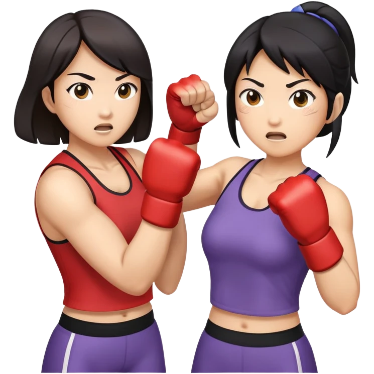 two asian women kicking and fighting each other emoji
