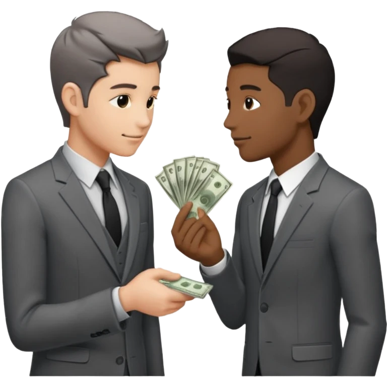 side profiles of two people exchanging money emoji