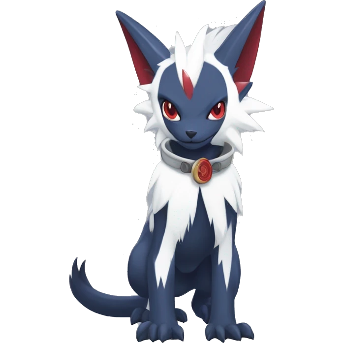 Kawaii Cool Edgy Nargacuga-Absol-Zangoose-Sneasel-Quilava with a collar on, full body emoji