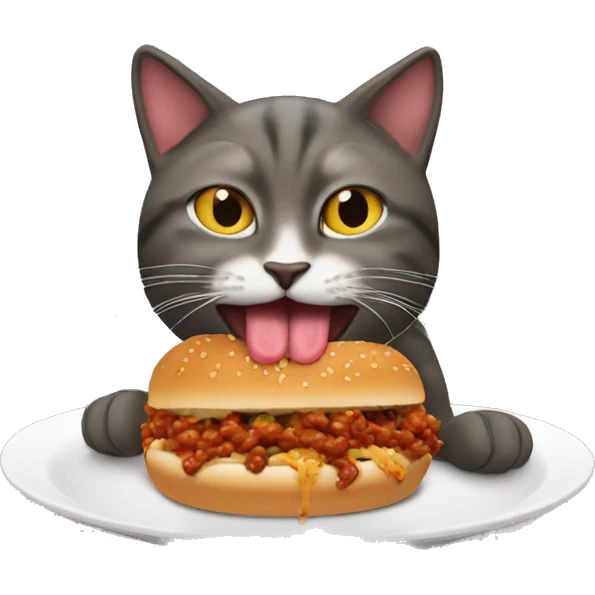 cat eating a sloppy Joe emoji