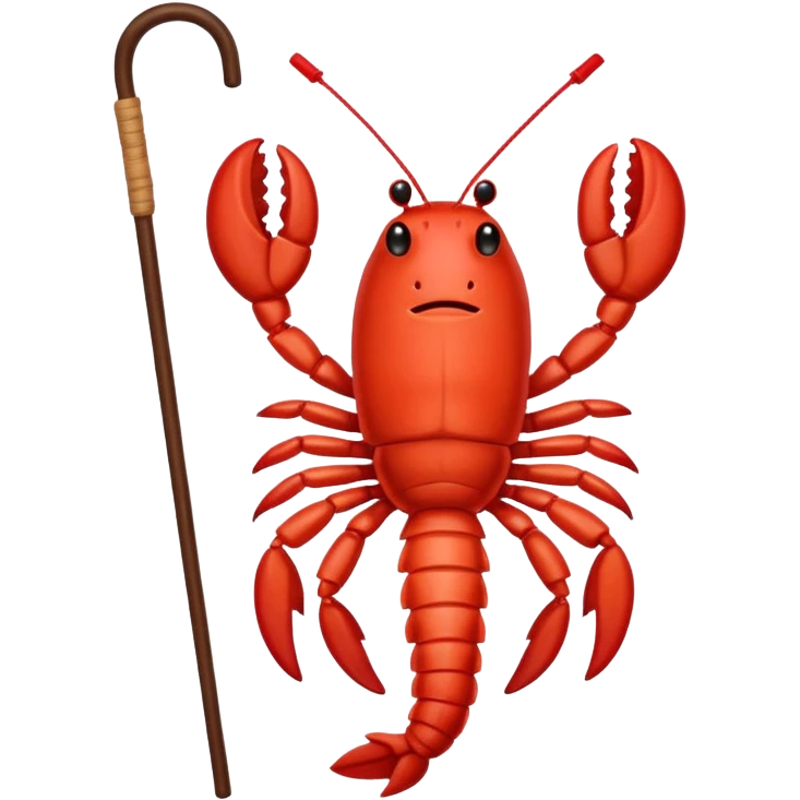 A red lobster with a cane emoji