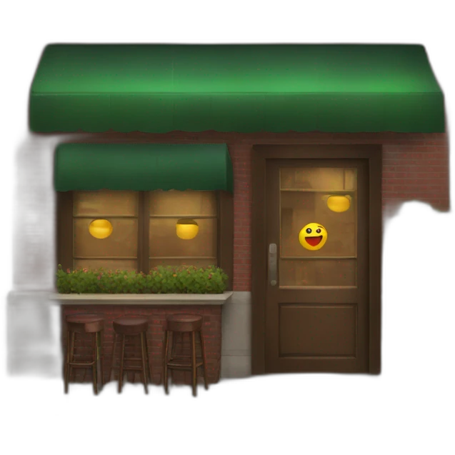 Outside of an Italian bar on the corner downtown Houston emoji