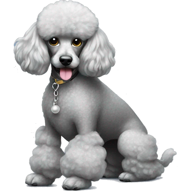 silver poodle playing balls emoji
