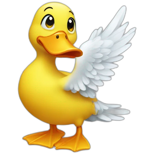 yellow duck with wings looking to the left emoji