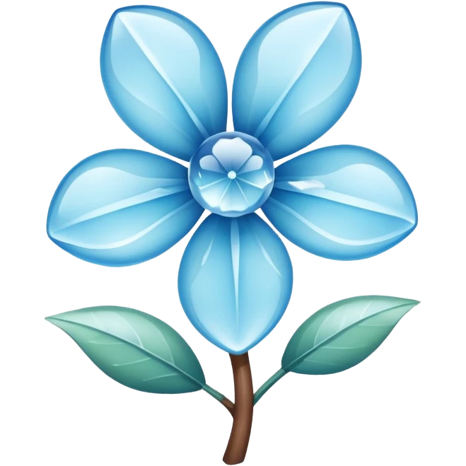 a single crystal flower icy blue and elegant, Apple emoji style emoji