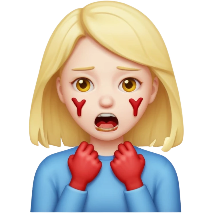 Emoji girl violently choking herself out emoji