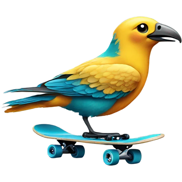 Bird on a skateboard emoji
