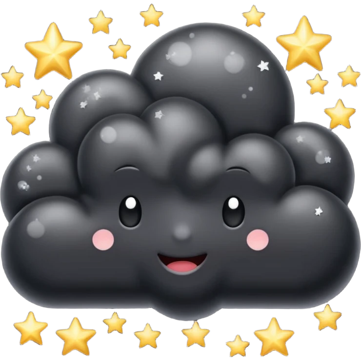 Shiny black cloud with stars emoji