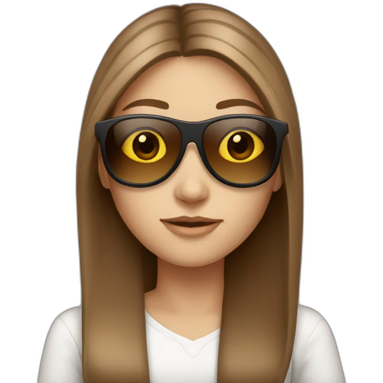 white girl with long straight brown hair wearing sunglasses emoji