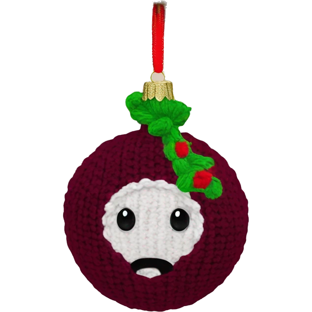 Wine red round knit Christmas ornament  emoji