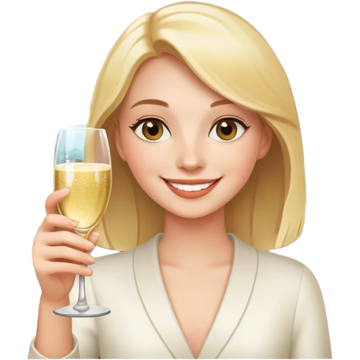 smiling girl with champagne glass indoors emoji