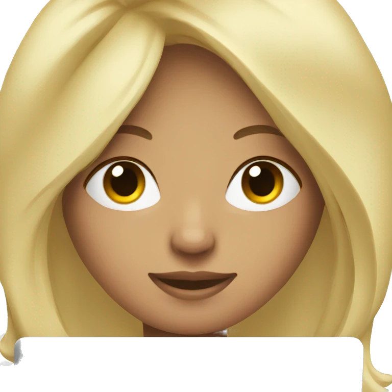 Blonde girl with macbook emoji