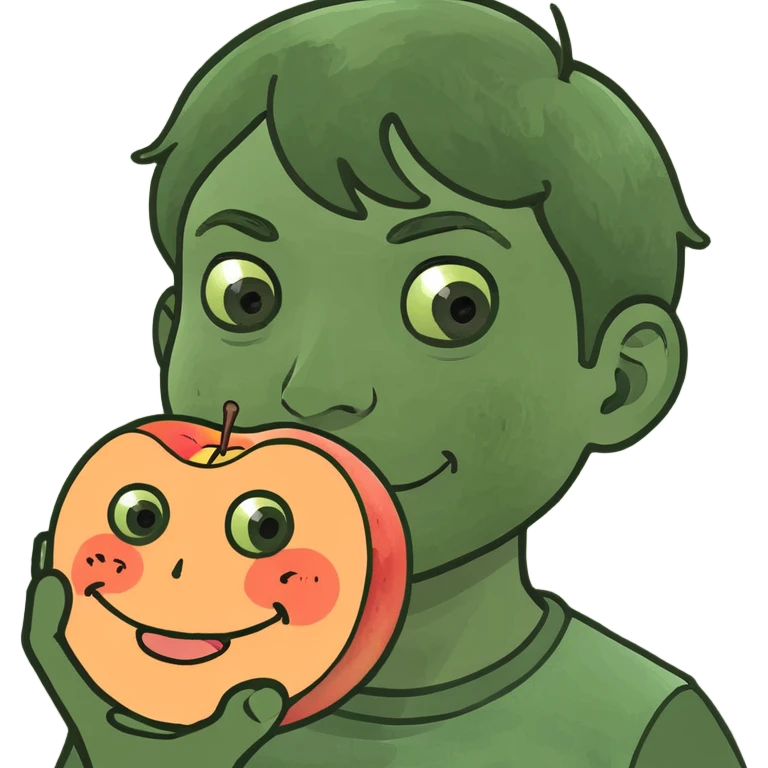 Pale boy holding a juicy peach emoji