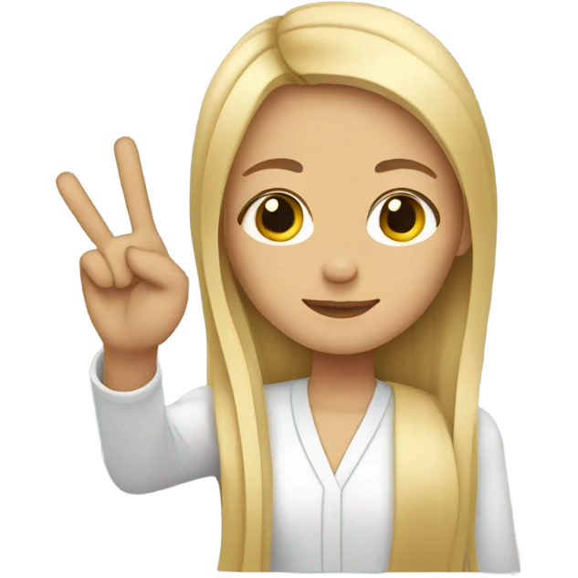 Blonde girl with long straight hair peace sign emoji