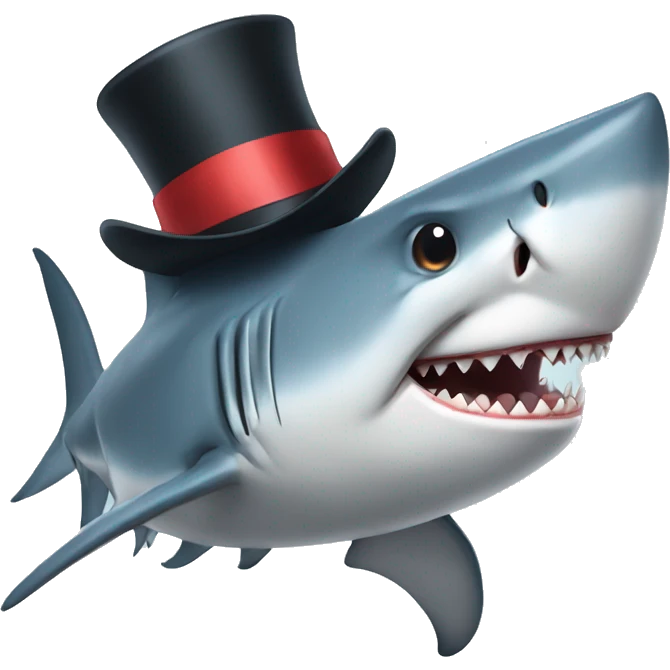 Shark with a top hat emoji