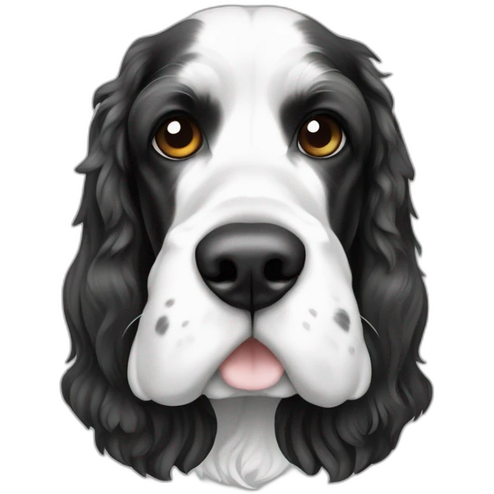 Dog American cocker spaniel black and white color emoji