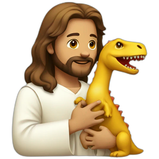 Jesus with dinosaur emoji