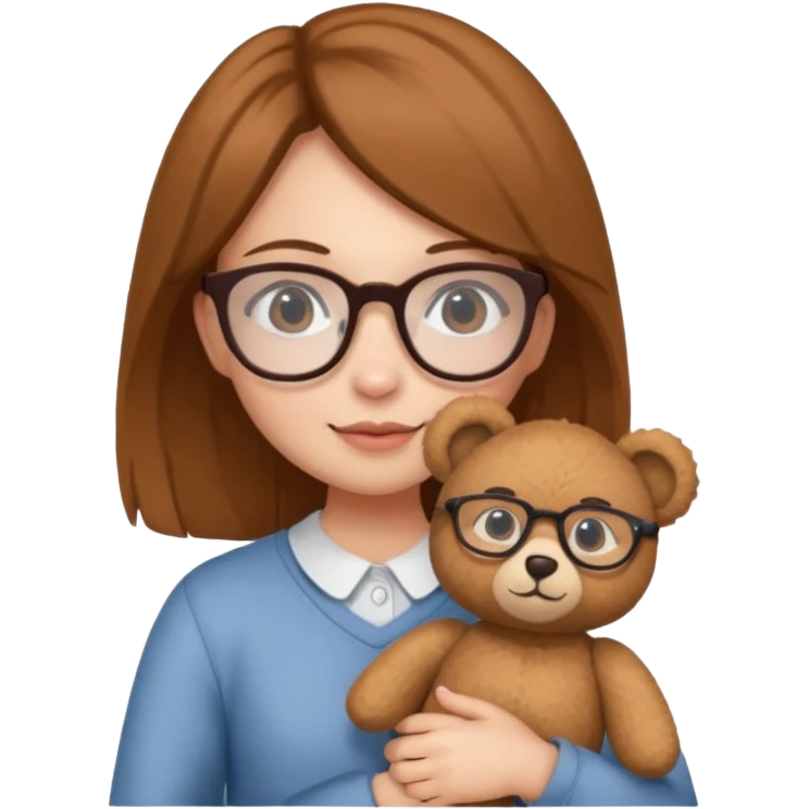  girl with single teddy bear she is wearing glasses emoji