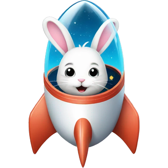 bunny in a space rocket emoji