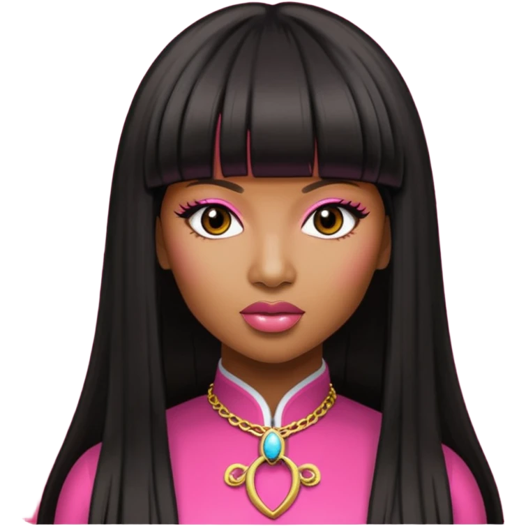 Dark skinned Nicki Minaj with Chinese bang emoji