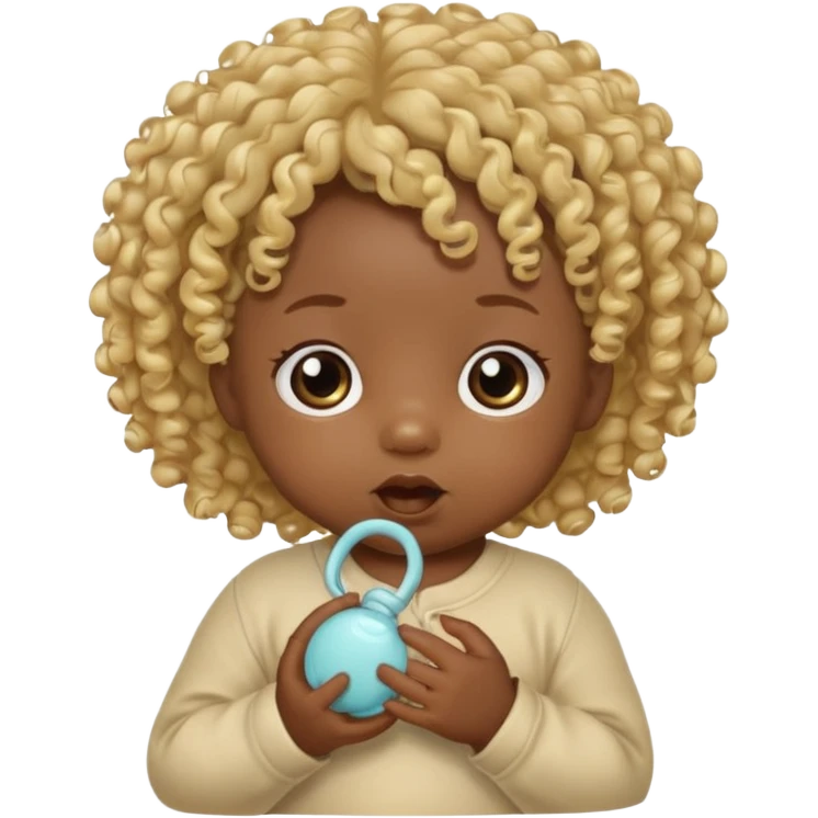 Black newborn, curly blonde tuft, pacifier emoji