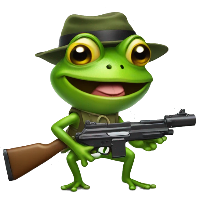 Frog with a gun emoji