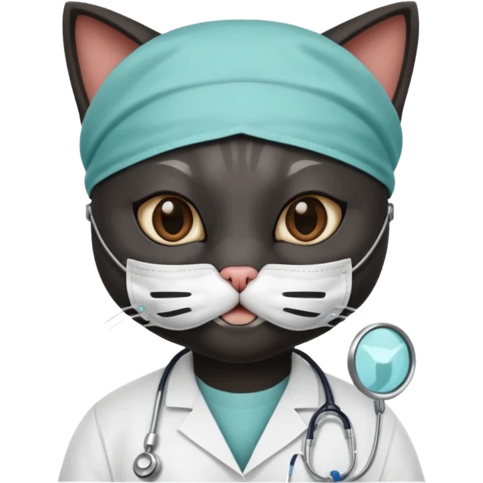black doctor cat, surgeon mask emoji