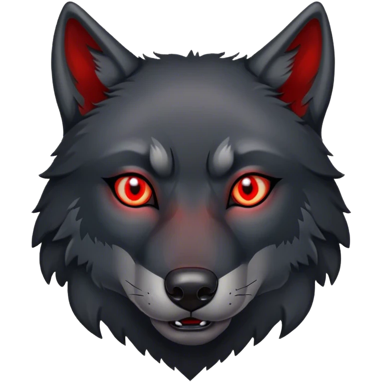 Evil black wolf with red eyes emoji