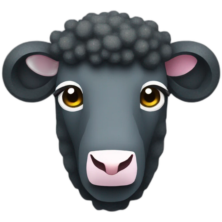 Minecraft Glitter Black Sheep Head With Diamond Horn emoji
