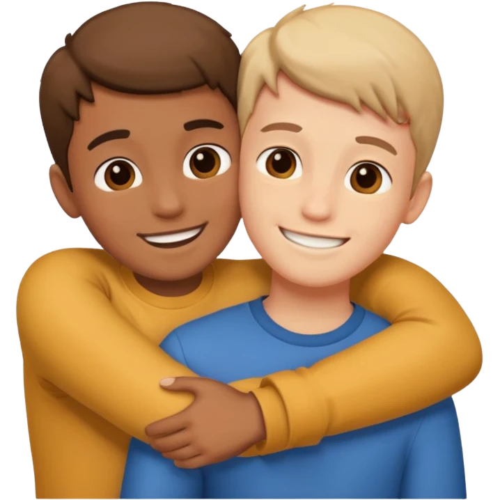 Two boy friends hug emoji