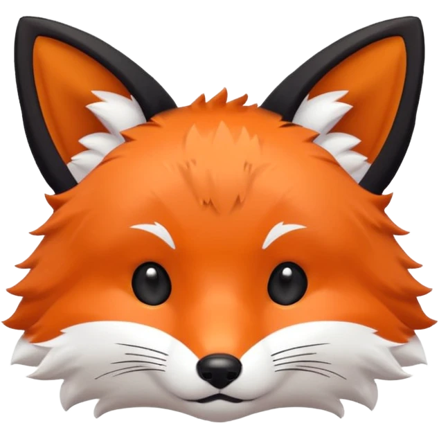 une tête de renard trop kawaii avec des poils noirs à la place des poils blancs emoji