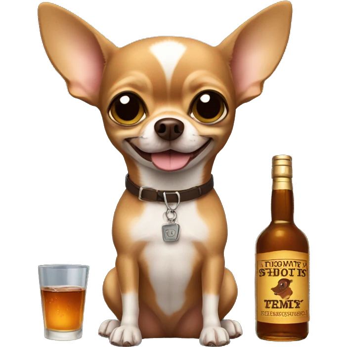 brown Chihuahua holding whiskey bottle  emoji