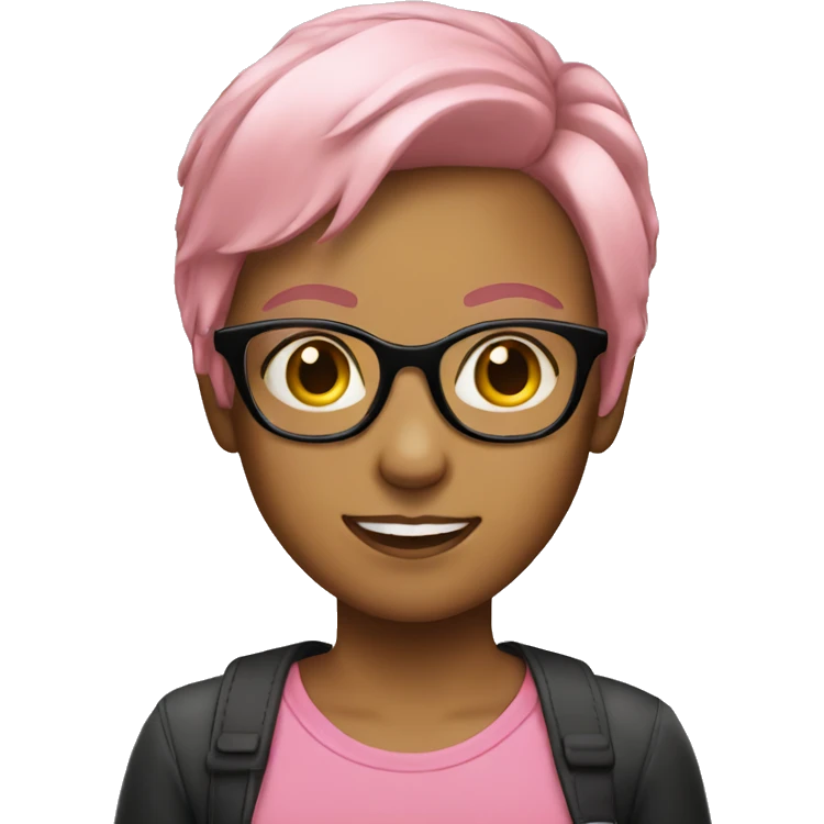 Tan girl pink short hair wearing glasses  emoji