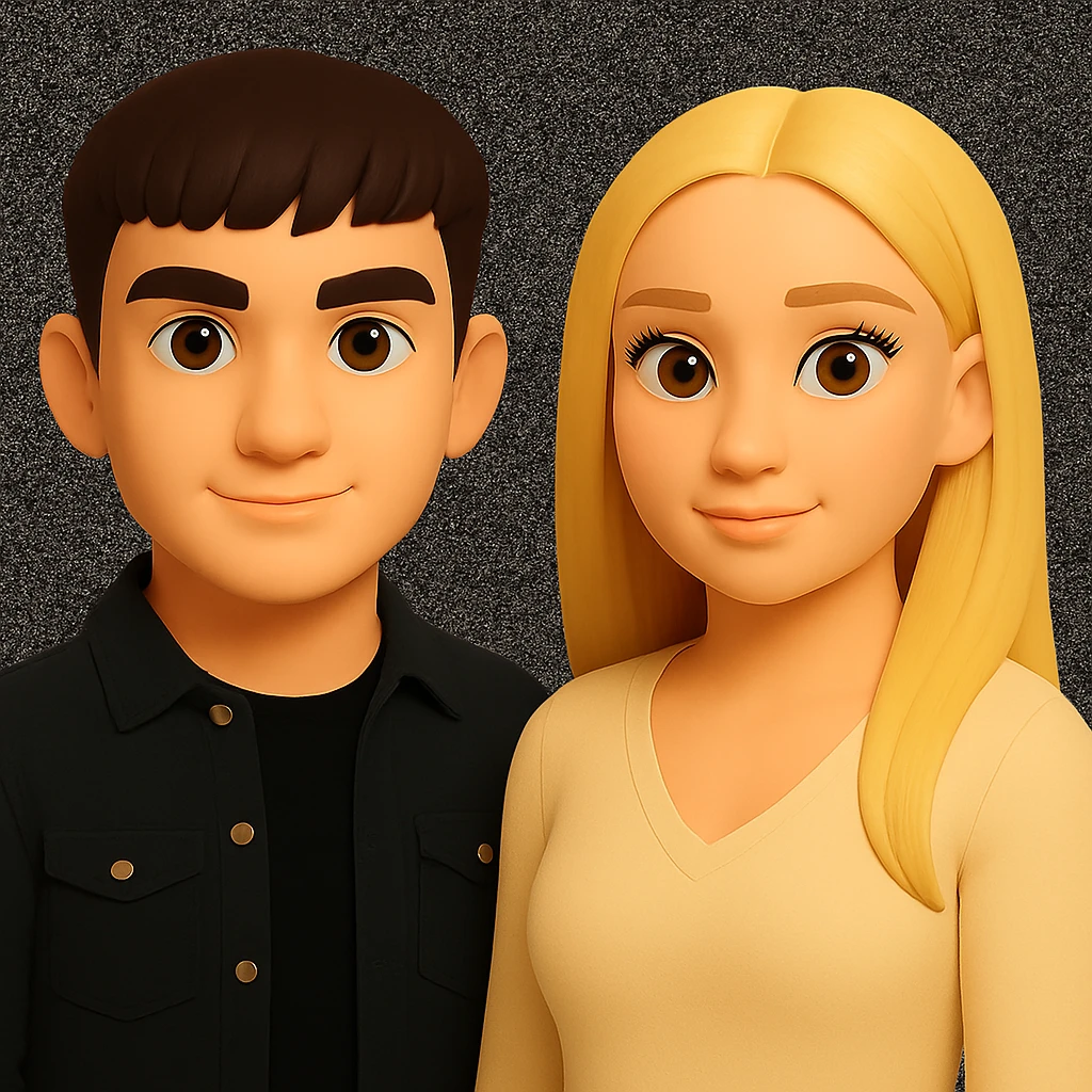 Keep the image as is but slightly spread the people apart from each other. Preserve the current style and background exactly as they are. emoji