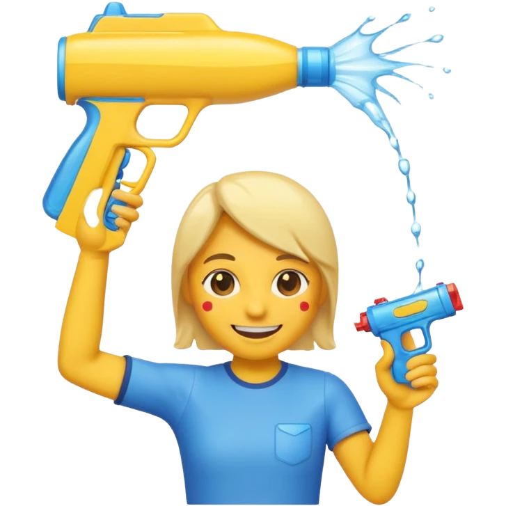 emoji smiling holding water gun to head emoji