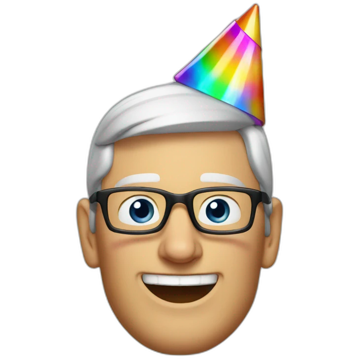 Tim Cook with party hat emoji
