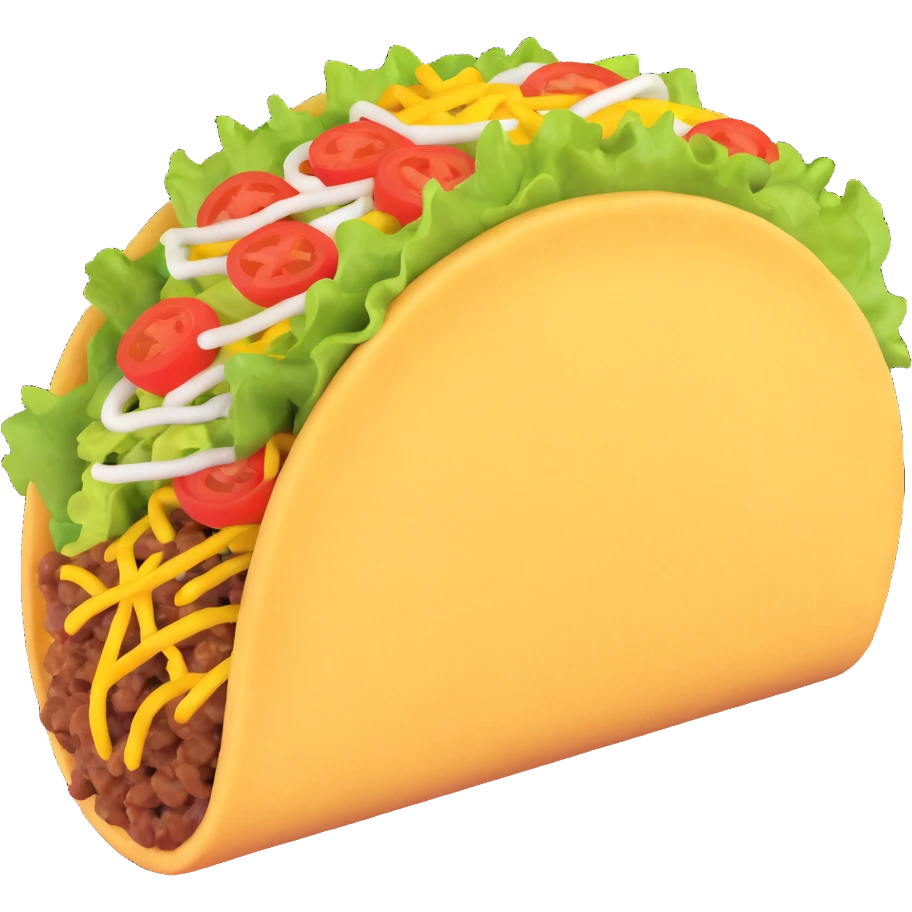 Make the taco much bigger and more visible, keeping the playful 3D emoji style, with no background. emoji