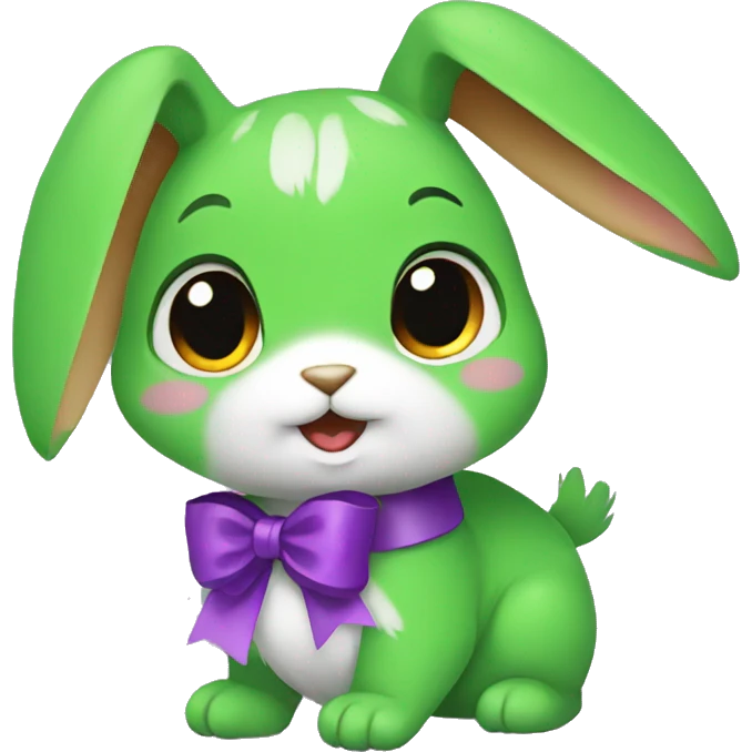 Female green rabbit with a purple bow emoji