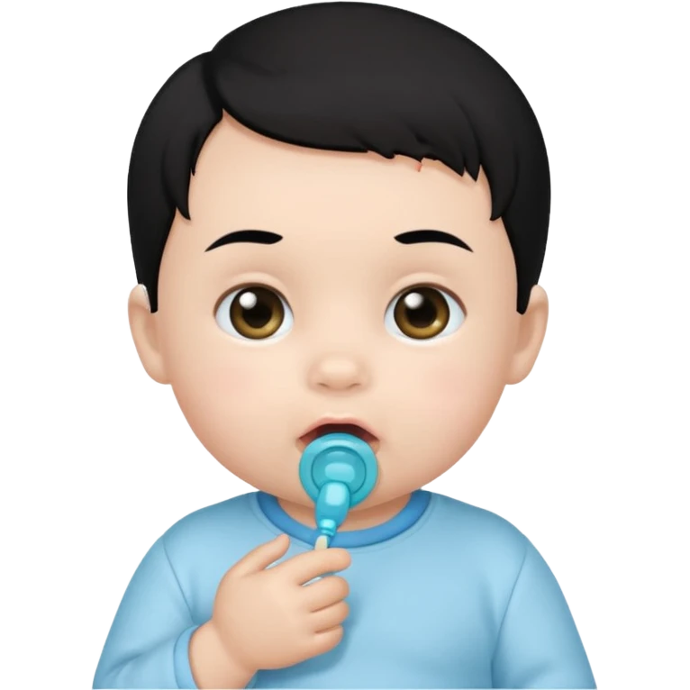 a black hair baby with pacifier emoji