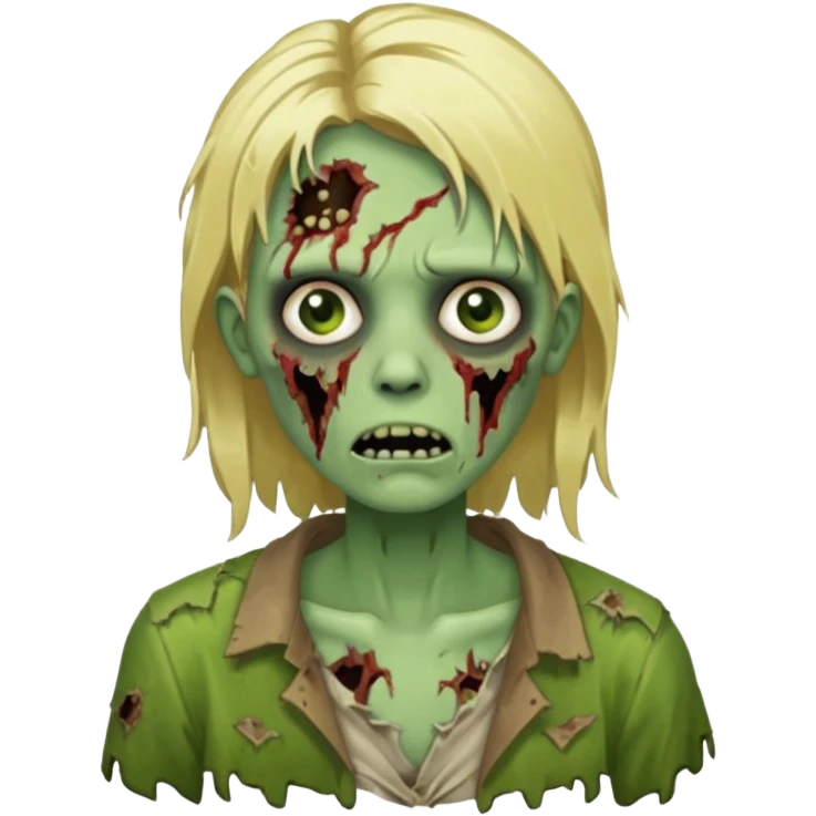 Uma zumbi verde de cabelo loiro emoji