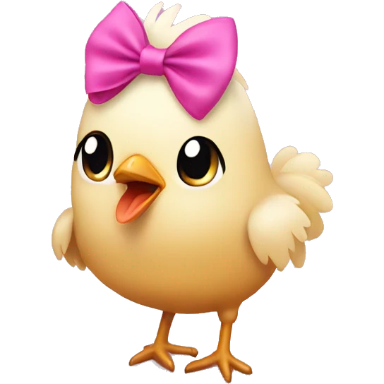 little chicken with a pink bow on her head emoji