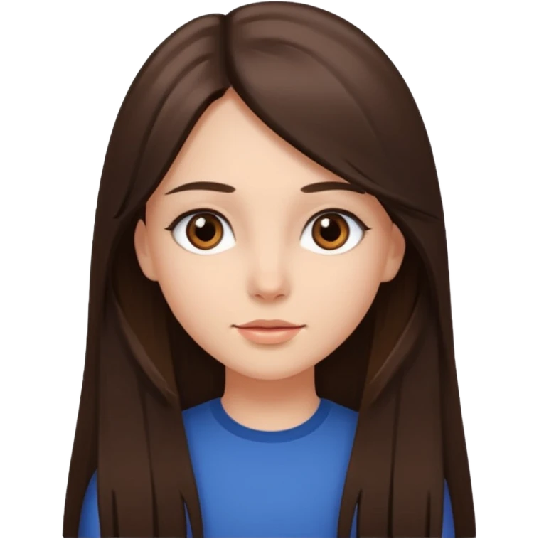 Fille brune raison au milieu cheveux un peu long et yeux marron et peau beige cheveux lisse  emoji