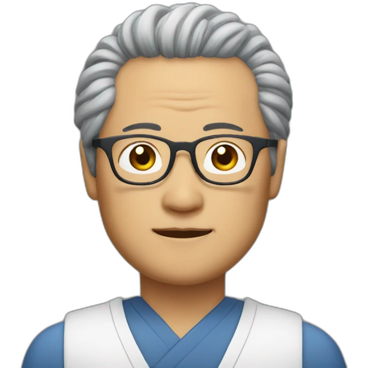 Middle-aged Japanese man with naturally permed glasses emoji