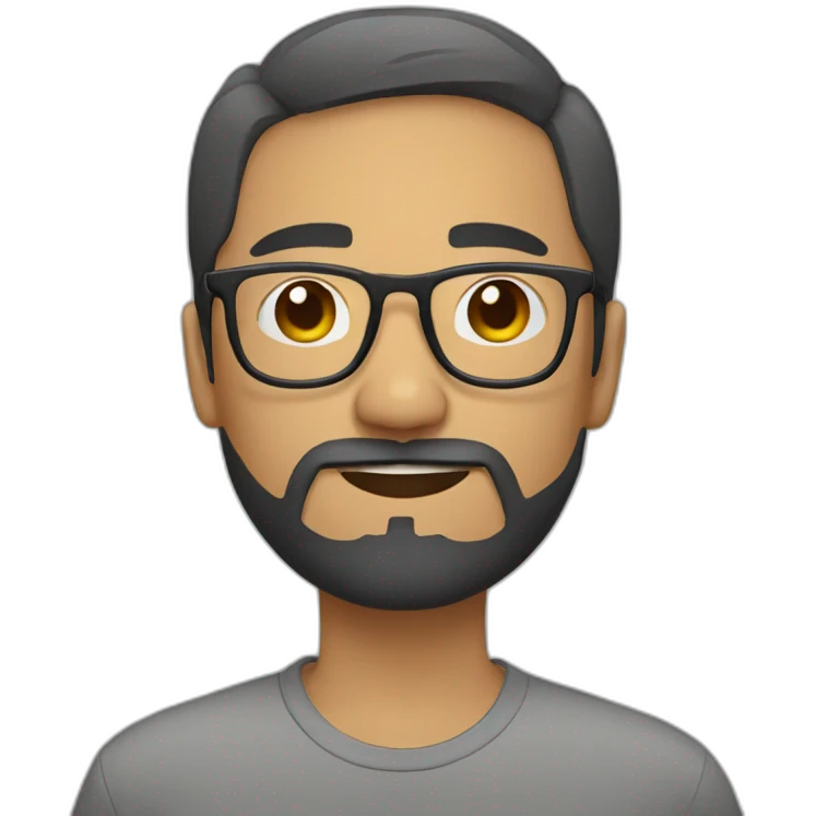 Short haired Asian Latino with beard glasses emoji
